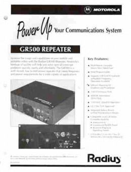 Буклет Motorola Radius GR500 reapeater, 55-1068, Баград.рф